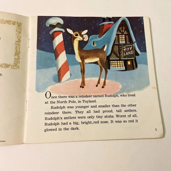 Vintage 1958 Rudolph The Red Nosed Reindeer Read Along Book Only No Record - Picture 7 of 12